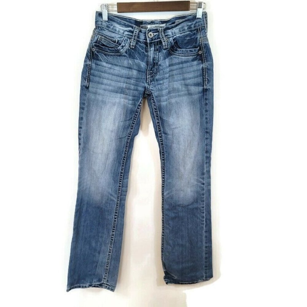 BKE Denim Buckle Medium Faded Straight Leg Jeans